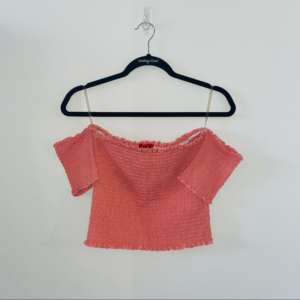 Off-the-Shoulder Crop Top Coral